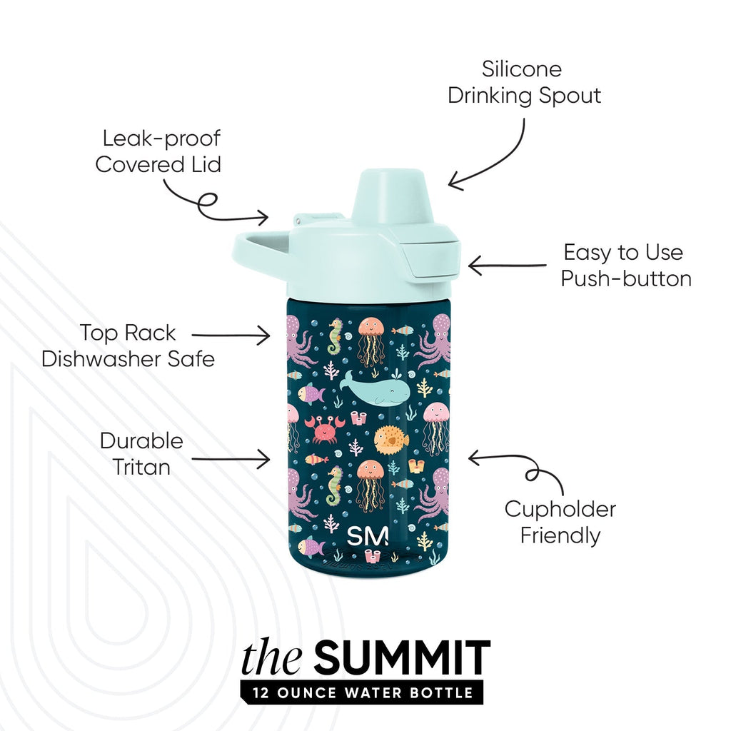 Summit Kids Plastic Water Bottle with Simple Flip Straw Lid